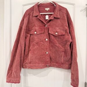 POL Corduroy Jacket Cropped Button Up Women's Size Medium Boxy Oversized
